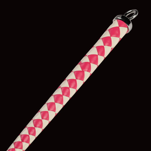 Premium Peitsche RISE Bull Whip 120cm pink-weiss exquisite Handarbeit kunstvoll & präzise geflochten günstig kaufen