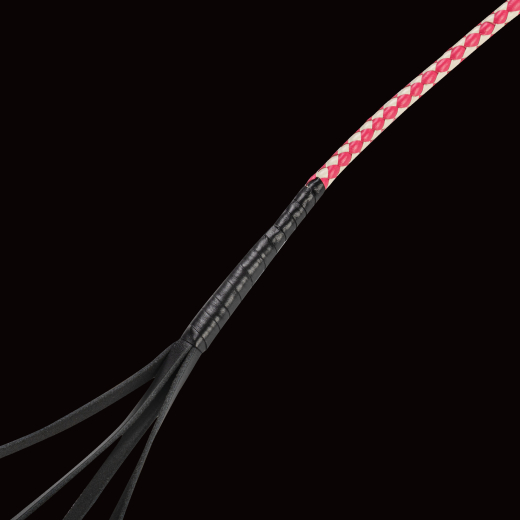Premium Peitsche RISE Bull Whip 120cm pink-weiss präzise geflochten mit Metall-Ende von RISE Japan günstig kaufen