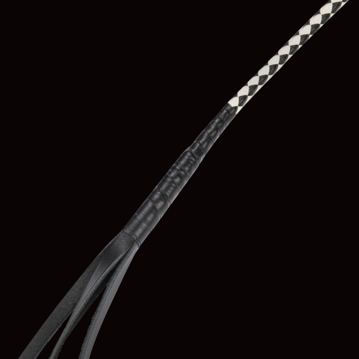 Premium BDSM-Whip RISE Bull Whip 120cm black-white artfully handcrafted with Metal-Loop-End by RISE Japan buy cheap