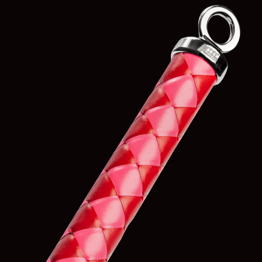 Premium Peitsche RISE Feather slim rot-pink exquisite Handarbeit geflochtener Griff & Leder-Schlagende kaufen