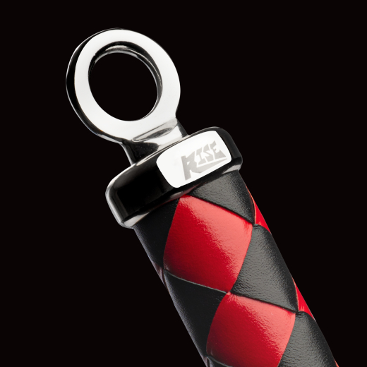 Premium Reitpeitsche RISE Pulse rot-schwarz m. Teufelszunge aus dickem Leder exquisite Handarbeit von RISE kaufen