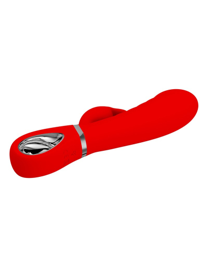 Rabbit Vibrator aufladbar Prescott Silikon rot super-weich 7 Vibrationsmodi wasserdicht von PRETTY LOVE kaufen