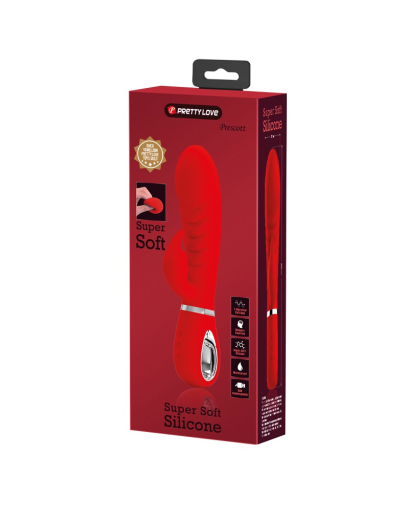 Rabbit Vibrator aufladbar Prescott Silikon rot superweich 7 Vibrationsmodi penisförmige Spitze von PRETTY LOVE kaufen