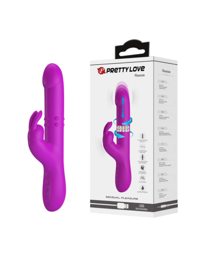 Rabbit Vibrator thrusting w. Rotation Reese Silicone 12+4+4 Modes Special-Vibrator from PRETTY LOVE buy cheap