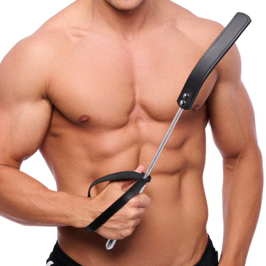 Riding Crop Metal w. Leather Head 52cm with sewn double Layer Cowhide Tip BDSM-Crop 150g from THE RED buy cheap