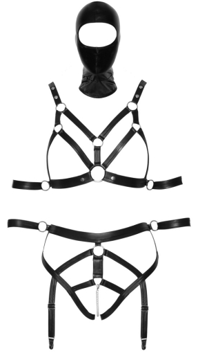 Strap Top & Suspender Thong w. Head Mask w. Crotch Chain adjustable Shoulder-Straps & Suspenders Fetish-Body buy