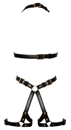 Body-Harness w. Thigh Cuffs PU-Leather