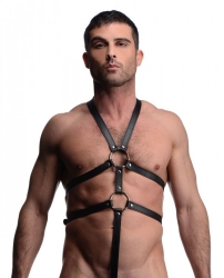 Body Harness w. Penis Rings PU-Leather