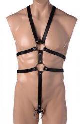 Body Harness w. Penis Rings PU-Leather