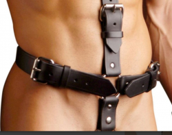 Leather Belt-Harness w. Cockring Full Body Harness