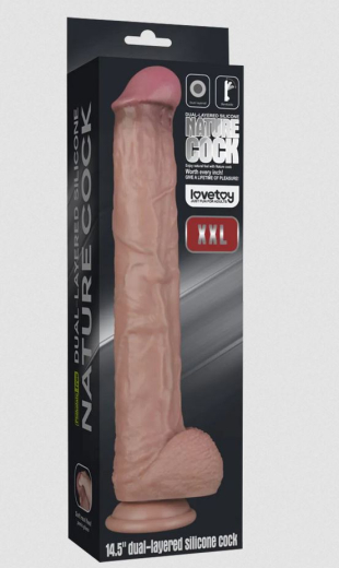 Riesendildo Dual Layer 14.5-Inch Nature Cock XXL Silikon mit Saugnapf & Hoden von LOVETOY kaufen