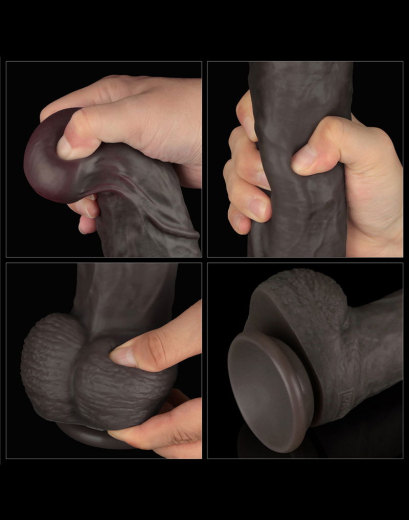 Giant Dildo Dual Layer 14.5-Inch Nature Cock XXL Silicone black Suction-Cup Base straight 6cm Shaft buy cheap