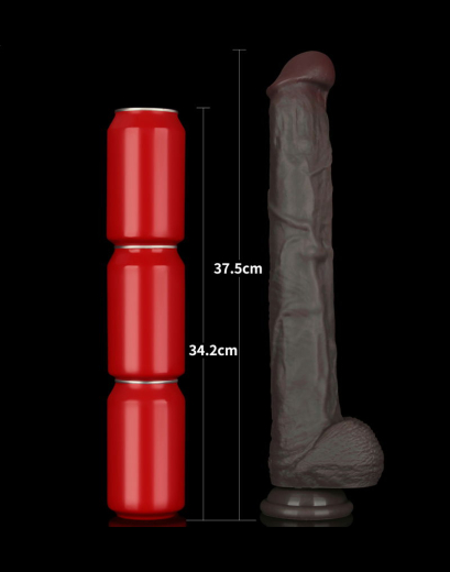 Giant Dildo Dual Layer 14.5-Inch Nature Cock XXL Silicone black 6cm Diameter Shaft realistic Look by LOVETOY buy cheap