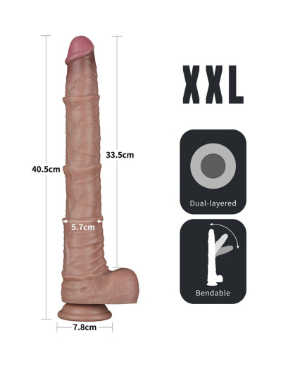 Riesendildo Dual Layer 16-Inch Nature Cock XXL Silikon realistisch 40.5 cm lang m. Saugfuss & Hoden von LOVETOY kaufen