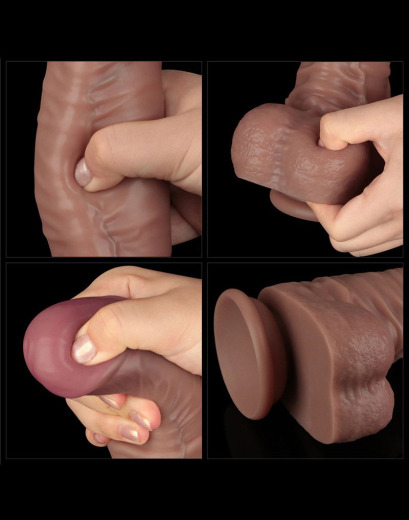 Riesendildo Dual Layer 16-Inch Nature Cock XXL Silikon mit Saugbasis & Hoden Venen & geädertem Schaft kaufen