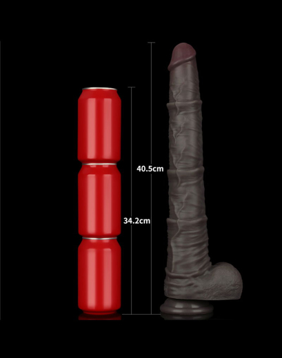 Giant Dildo Dual Layer 16-Inch Nature Cock XXL Silicone black 40.5 cm long with realistic Look by LOVETOY buy cheap