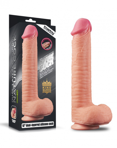 Riesendildo King Sized Dual Layer 12-Inch Nature Cock Silikon