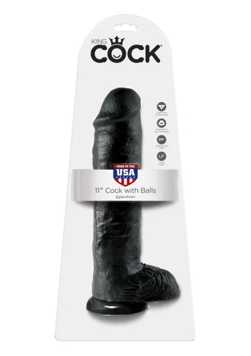 Riesendildo m. Hoden King Cock 11 Inch Balls schwarz