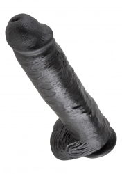 Riesendildo m. Hoden King Cock 11 Inch Balls schwarz