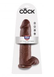 Giant Dildo w. Suction Base King Cock 12 Inch Balls brown