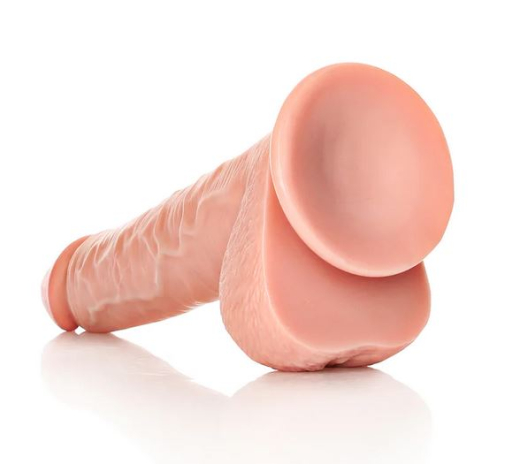 Riesendildo m. Saugfuss XL Straight 1-Inch haut 25cm x 6.3cm geädert mit Hodensack PVC-Material kaufen