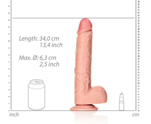 Riesendildo m. Saugfuss XL Straight 1-Inch haut 25cm x 6.3cm mit Hodensack PVC-Material von REALROCK günstig kaufen