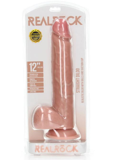 Riesendildo m. Saugfuss XL Straight 1-Inch haut 25cm x 6.3cm geädert dauerhaftes PVC-Material von REALROCK kaufen