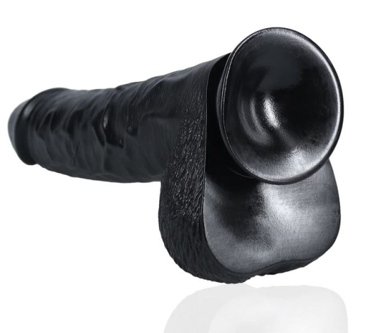 Giant Dildo w. Suction Cup XL Straight 13-Inch black 26.7cm x 6.3cm with Balls & Veins PVC by REALROCK buy cheap
