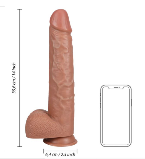 Riesendildo m. Saugfuss XL Straight 14-Inch hellbraun 29cm x 6.3cm geädert mit Hodensack kaufen