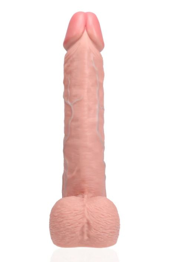 Giant Dildo w. Suction Cup XL Straight 15-Inch skin 33cm x 7.6cm w. Balls & Veins PVC by REALROCK buy cheap