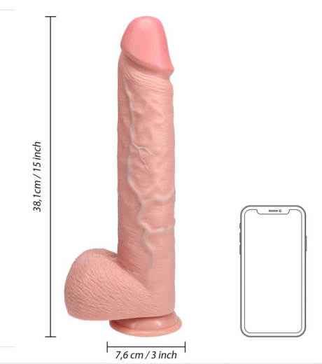 Giant Dildo w. Suction Cup XL Straight 15-Inch skin 33cm x 7.6cm with Balls & Veins durable PVC by REALROCK buy