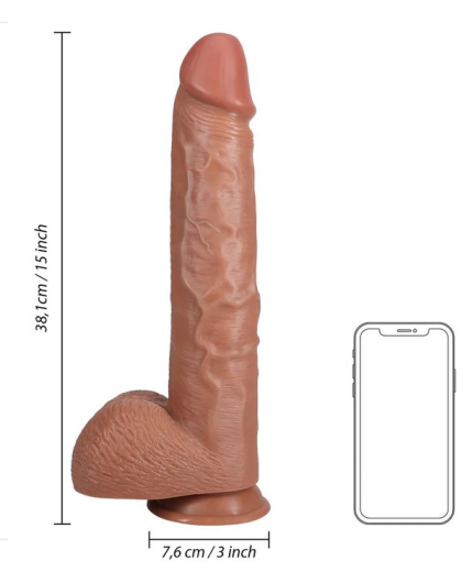 Riesendildo m. Saugfuss XL Straight 15-Inch hellbraun mit Hodensack dauerhaftes PVC-Material von REALROCK kaufen