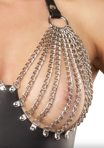 Rimba Bustier w. Chains Saddle Leather 820g heavy Duty Cowhide adjustable Neckholder 3 Straps @Back buy cheap