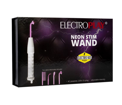 Rimba Electroplay Neon Stim Wand Elektrostimulation mit violetten Lichtblitzen 4 verschiedene Aufsätze günstig kaufen