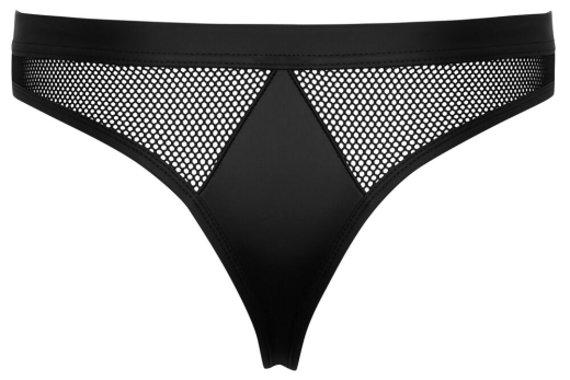 Thong Rio-Style w. Snaps Mattlook & Fishnet black up to 3XL elastic Quality by SVENJOYMENT buy cheap