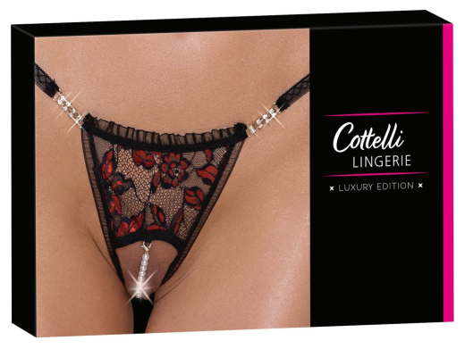 Riostring ouvert Spitze m. Strass & Perlen-Schrittkette