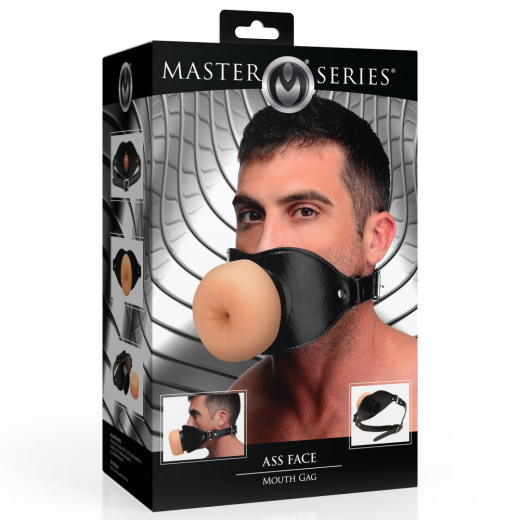 Rohr-Knebel Ass Mouth Kunstleder abschliessbarer Oralsex-Knebel mit Analöffnung von MASTER SERIES kaufen