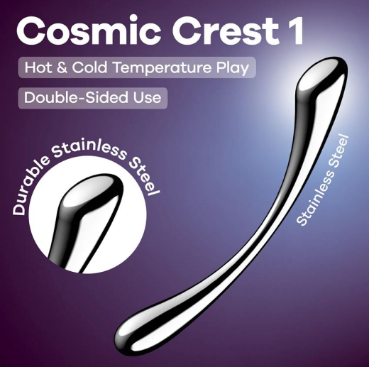 Satisfyer Cosmic Crest 1 Stainless Steel Dildo slim curved with two different Sides G-Spot Stimulator buy cheap