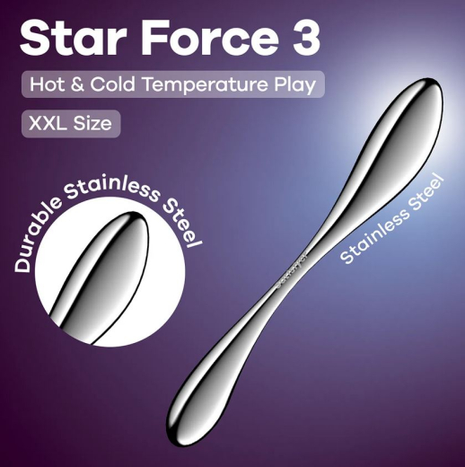 Satisfyer Star Force 3 Stainess Steel Dildo curved Design 2 different Sides glossy polished over 1kg heavy Steel-Dildo buy