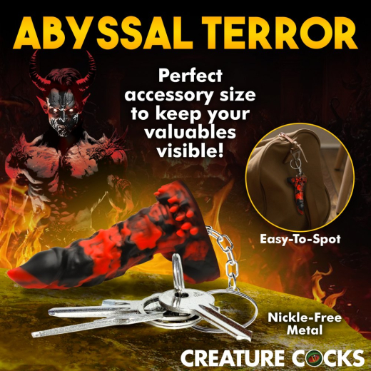Keychain Mini Dildo Fire Demon Silicone funny Accessory for Handbags Purses Luggage by CREATURE COCKS buy