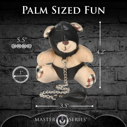 Schlüsselanhänger Teddy Bär m. Kopfhaube Halsband & Kette m. Handschlaufe & Kunstlederhöschen BDSM-Bär kaufen