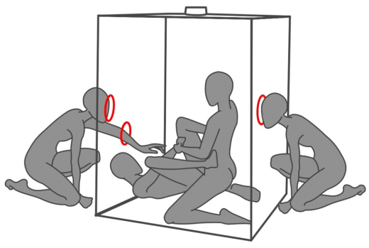 Secret Dome Scandale Sexkabine schwarz-rot Rohr-Stecksystem 9 Öffnungen & Halsfessel-Öffnung günstig kaufen