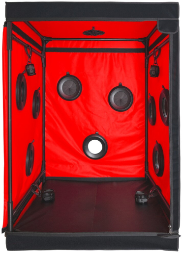 Secret Dome Scandale Sexkabine schwarz-rot m. 9 Öffnungen & Halsfessel-Öffnung BDSM Spielkabine günstig kaufen