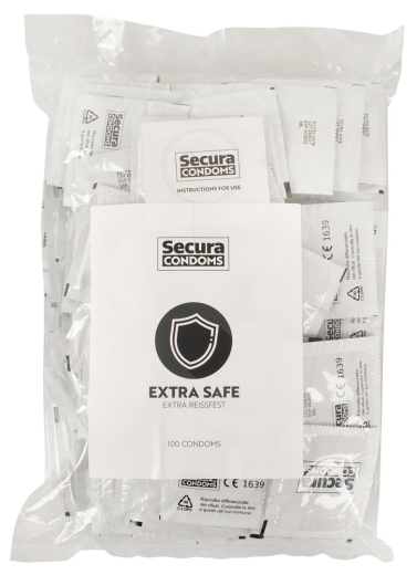 Profilattici Secura Extra Safe più spessi e resistenti agli strappi confezione da 100 pezzi