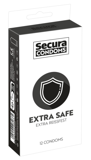 Preservativi Secura Extra Safe più spessi e resistenti agli strappi confezione da 12 pezzi
