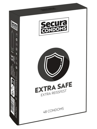 Préservatifs Secura Extra Safe plus épais & résistants à la déchirure Boîte de 48
