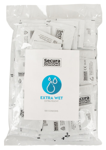 Profilattici Secura Extra Wet extra wet confezione da 100 pezzi