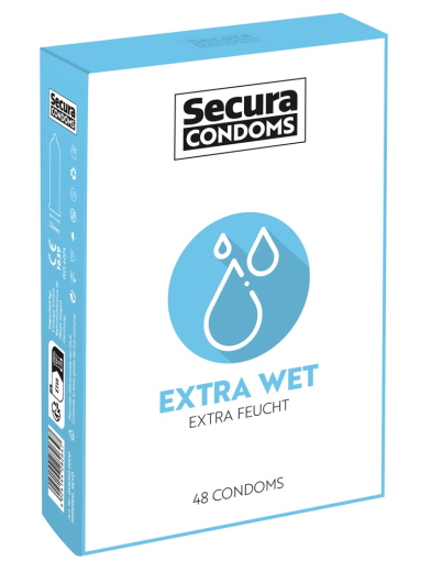 Préservatifs Secura Extra Wet extra humides, boîte de 12