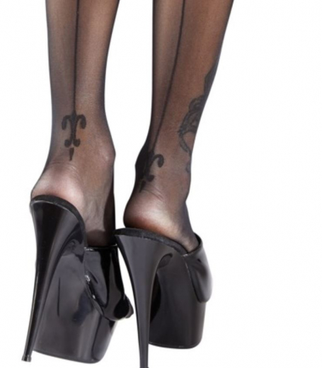 Selbsthaftende Strümpfe m. Lilien-Ziernaht