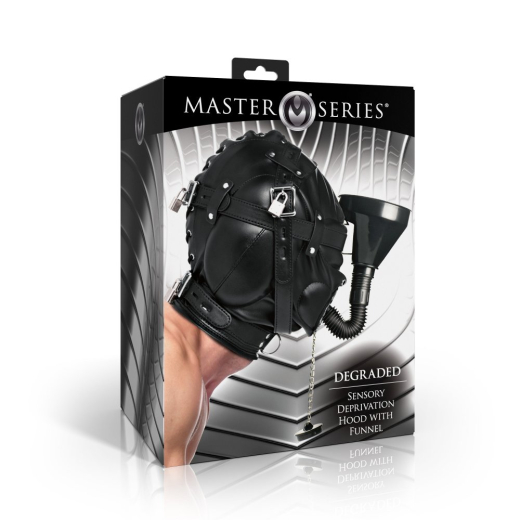 Sensory Deprivation Kopfhaube m. Trichter Degraded Kunstleder mit abschliessbaren Riemen von MASTER SERIES kaufen